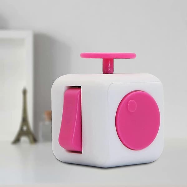 Fidget Cube Stress Angst Trykaflastende Legetøj Til Voksne Børn, Afslappende White pink