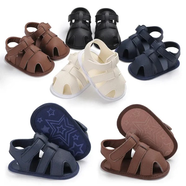 0-1 -vuotiaan vauvan kesäpoikien jalkakääre yksiväriset sandaalit taaperokengät White 1 Pair 11CM