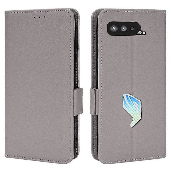 Kompatibel med Asus ROG Phone 5 / ROG Phone 5s / ZS676KS / ZS673KS Litchi Tekstur PU Læder Telefon Cover Magnetisk Lukning Wallet St Grey