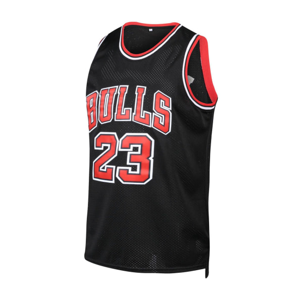 Retro broderad tröja nr 23 röd vit svart broderad basketuniform träningströja väst för män Black L