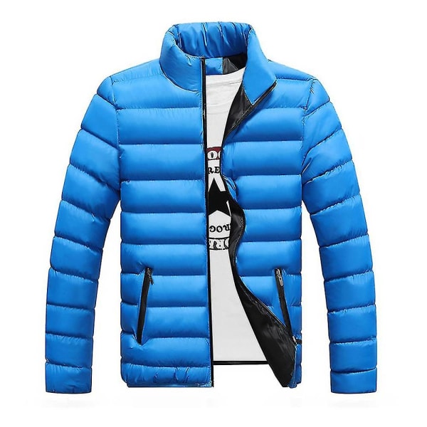 Tikattu takki miesten casual pufferi untuvatakki vetoketjullinen pehmustettu ulkovaatteet lämmin thermal Lake Blue 5XL