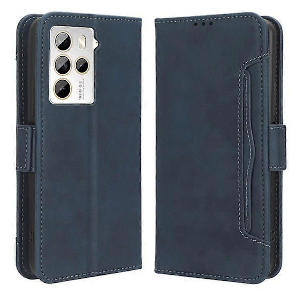 Kompatibel med HTC U23 Pro 5G Mobiltelefoncover med Flere Kortpladser PU Læder Etui med Stativpung Blue