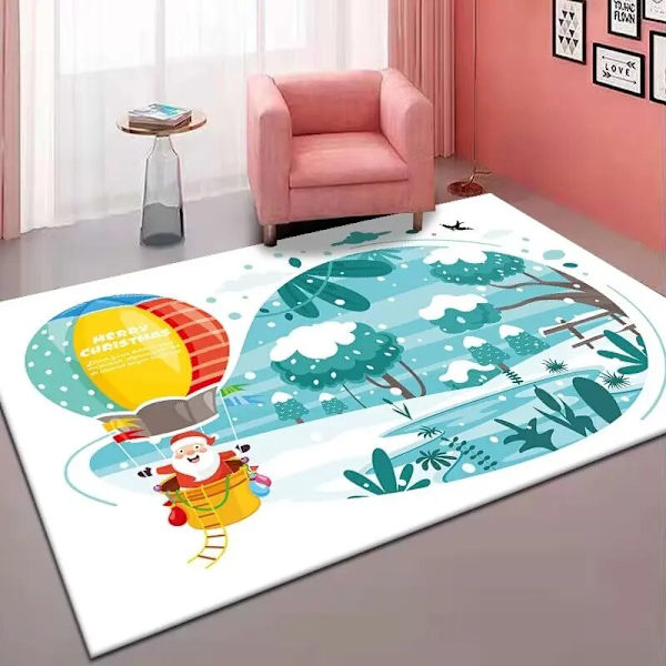 Stort Juleteppe Nordisk Julenisse Tepper til Stue Vestlig Tre Elg Gulvmatte Sklisikre Tepper til Soveromsdekor 7-Flannel 180x250cm 71x98in