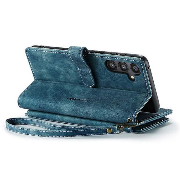 CASEME C30-serien Kompatibel med Samsung Galaxy A55 5G Deksel Glidelås Skinn Telefondeksel med 10 Kortspor Blue