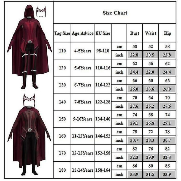 4-14 År Flickor Scarlet Witch Cosplay Party Kostym Outfit Karneval B 4-5Years