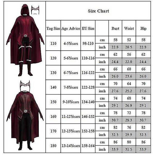 4-14 År Flickor Scarlet Witch Cosplay Party Kostym Outfit Karneval B 5-6Years