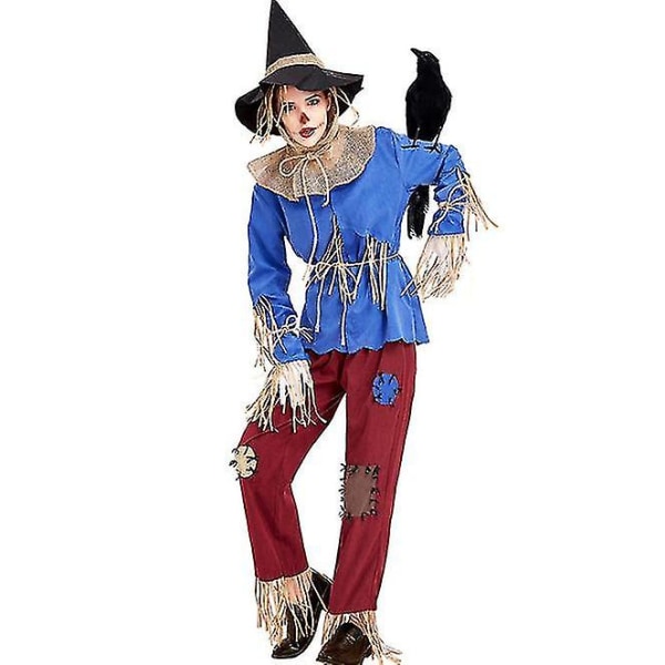 Aikuisten naamiaisasu miehille Patchwork Scarecrow Cosplay-asu Halloween-karnevaalijuhliin Upea pukeutumislavaesitys L
