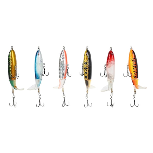 6 stk. med eske Whopper Plopper 100 mm 13 g Flytende Popper Fiske Lokkemat Kunstig Hard Bait Wobbler R