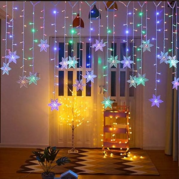 96LED Snöflinga Gardinljus Insättning Strängljus LED Fairy Night Light, LED Gardin Strängljus, Perfekt för julbröllopsdekoration style 4