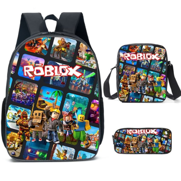 3 stk./sett Roblox Spill Barn Ryggsekk Tilbake til Skolen Skolesekk Green 16 Inches