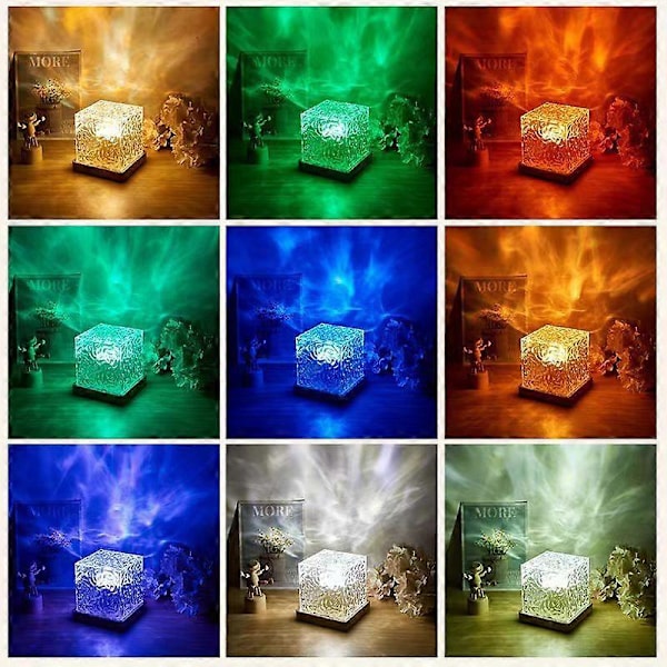 Luminorthe Luminorth Cube Lampe, Himmelsk Vannlampe, Nordlys Cube Midnatt Aura Lampe, 16 Farger Dynamisk Vannbølge Nattelys med Fjernkontroll, L