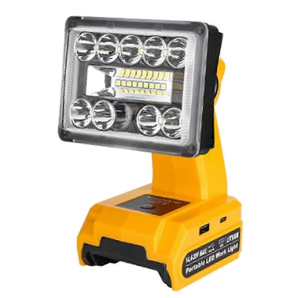 För 14.4-20V Li-Ion Batteri LED Portabel Arbetslampa 9W 1000LM Nödlampa Verktygslampa Spotlight