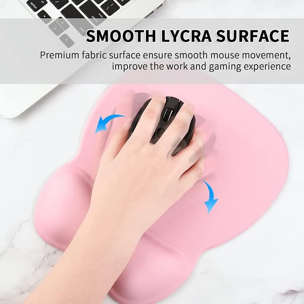 Ergonomisk musematte med gelpute - Rosa, Sklisikker silikonbase, 2.3mm