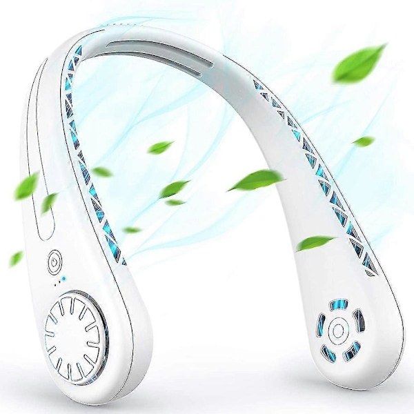 Bärbar Halsfläkt, Handsfree Bladlös Fläkt, Batteridriven Bärbar Personlig Fläkt, Bladlös, Uppladdningsbar, Hörlursdesign