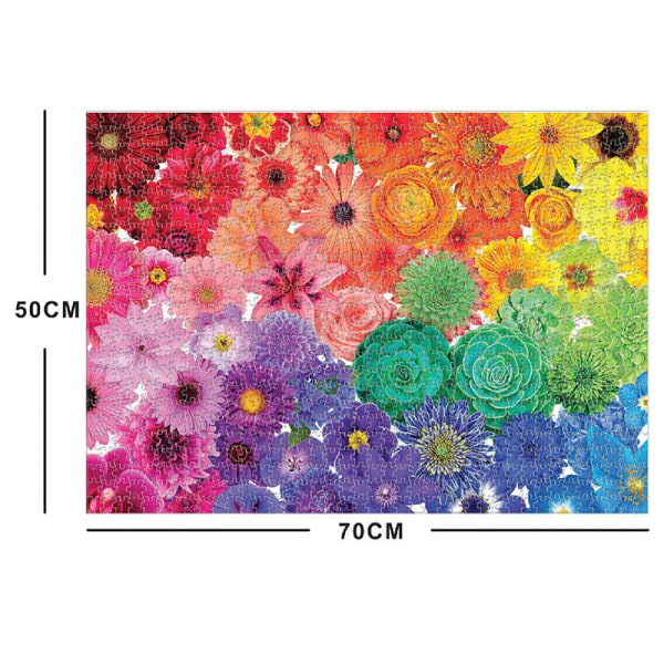 Pussel för 1000 bitar Papperspussel Pedagogisk Intellektuell Dekomprimering DIY Pusselspel Leksaker Present Rainbow flower