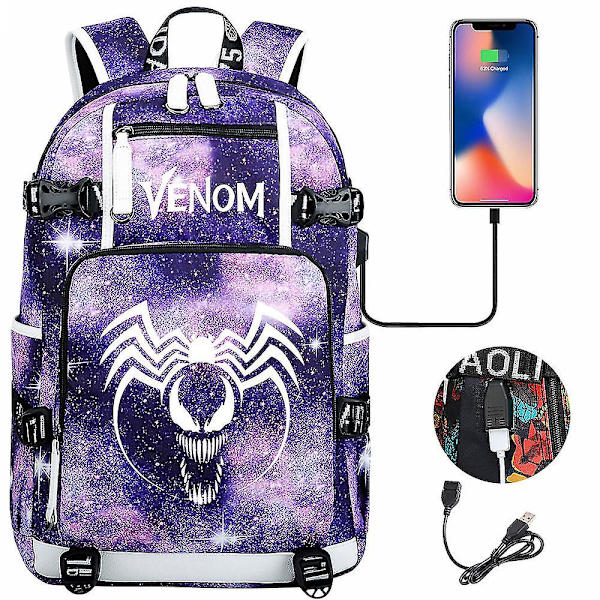 Venom Fashion Tryckt Usb Ungdoms Skolväska (2-117) Color-9