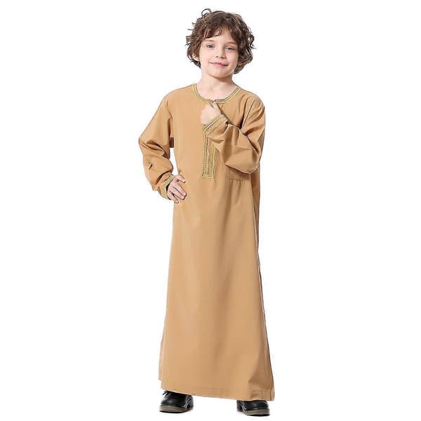 Drenge Saudi Muslim Islamisk Kaftan Camel 120CM