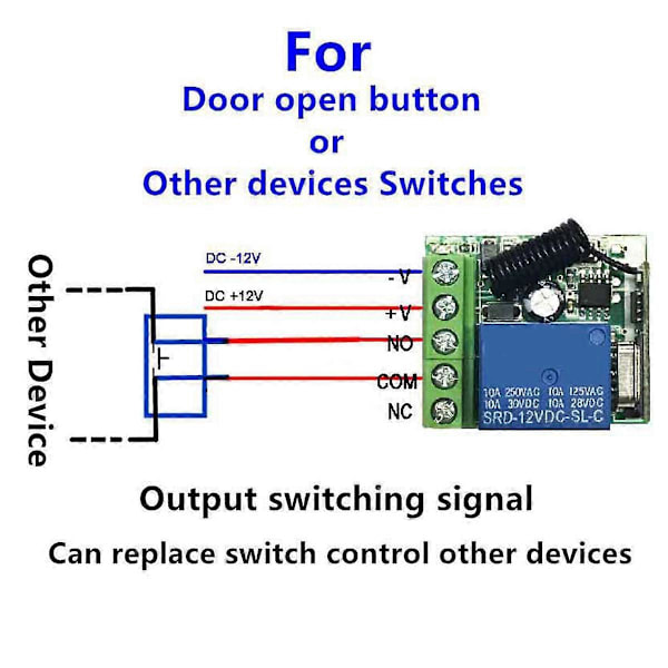 433MHz Trådløs Fjernkontroll Bryter Universal DC12V 1CH Relé Mottakermodul RF Sender 433 M