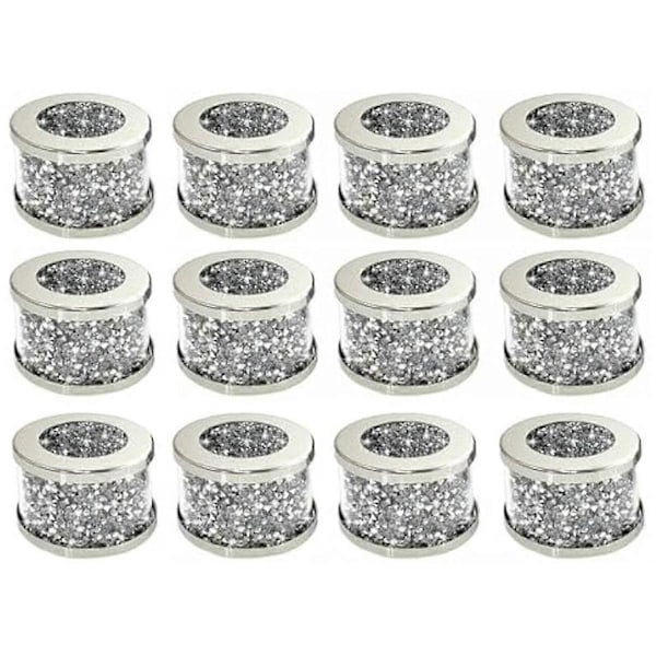 12 stk. Krystalglas Servietring Serviet Holdere, Glam Knuste Diamant Borddækninger Bling Servietholder