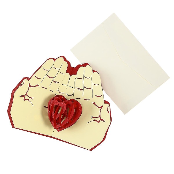 Ny trend 3D Pop Up Grattiskort Kärlek i handgjort önskepapper Kirigami pappershantverk för mors dag (röd)