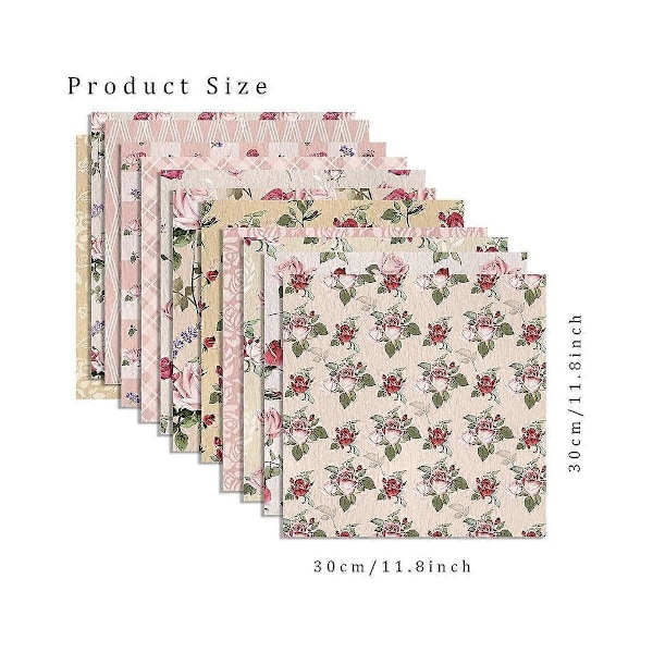 12x12 Tommer Dobbeltsidig Akvarell Blomsterkartong, 24 Ark Vårblå Rose Scrapbook Papir, for