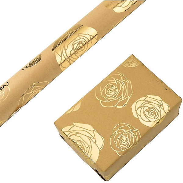 Kraft Omslagspapper Rulle Folie Guld Ros Design Omslagspapper För Bröllop