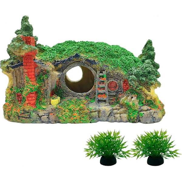 Akvariumdekorasjoner Hus Resin Betta Gjemmested Hule Liten Akvarium Dekor Hul Hull Ly Akvarium Ornamenter Mini Hage Dekorering Landskapsarkitektur Ac