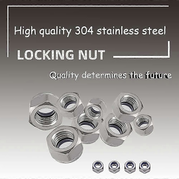 120 stk. låsemuttere M5 x 0,8 mm metrisk sekskantmutter, 304 18-8 rustfrie stålmuttere for industri og Co