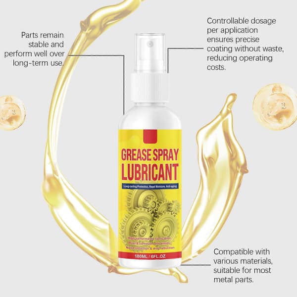 Fedtspray Smøremiddel - 180 ml Kraftfuld Rustfjerner til Metal, Anti-Rust Konverter Spray til Flere Overflader Jern 2pcs