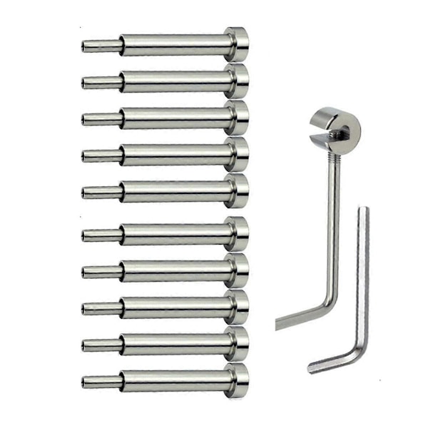 10 Par 4x4In Usynligt Kabelrækværkssæt, 1/8In Usynlig Modtager og Swage Stud Ende til 2x2In,4