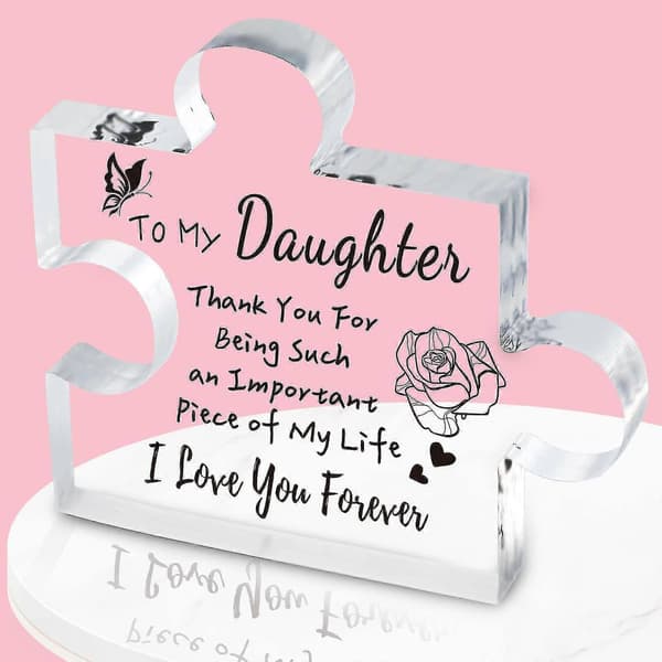 Dotter Söt Present, Graverad Akrylblock Pussel Dotterpresent Till Mamma Och Pappa