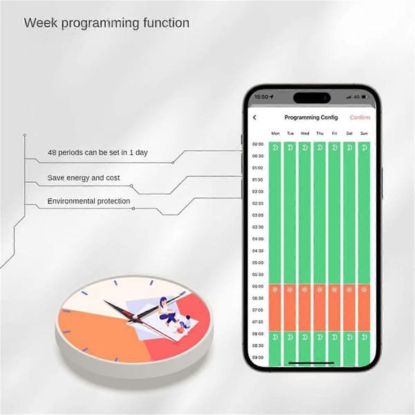 ZigBee Smart Termostat for Pilot Wire Varmeovn for Strømforbruksovervåking App-kontroll