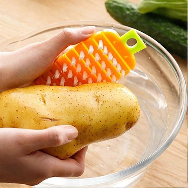 Vihannesharja, Mini hedelmä- ja vihannesten puhdistusharja, Porkkanan muotoiset vihannesten ja hedelmien puhdistusharjat, Hedelmien puhdistustyökalut keittiöön 2 kpl oranssi+m