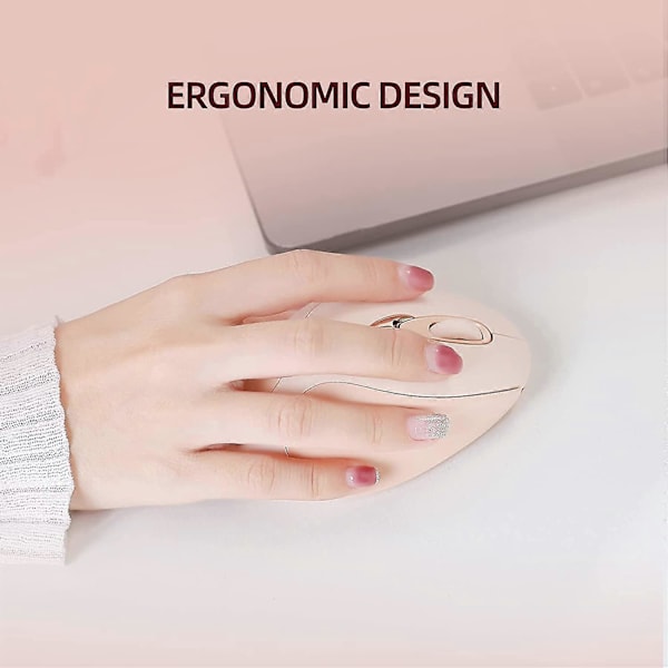 Trådløs Mus Pink, 2.4G USB Genopladelig Trådløs Mus Stille Klik, Sød Bærbar Ergonomisk Trådløs Computermus til Laptop Mac MacBook