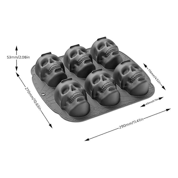Halloween Kraniekageform, 3D Silikoneform til Bagning og Slik