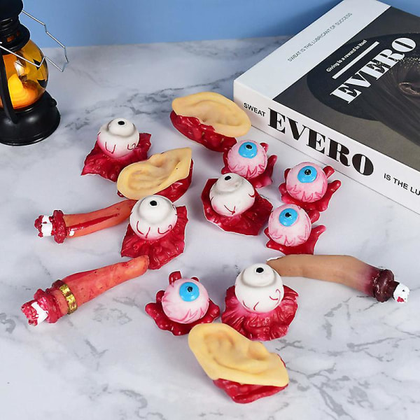 5 stk. Halloween Dekor Skrekkrekvisitter Blodig Brukket Finger Øyeeple Øre Vanskelig Leke Falske Kroppsorganer For Hjemsøkt Husfestutstyr 5pcs White Eyeballs