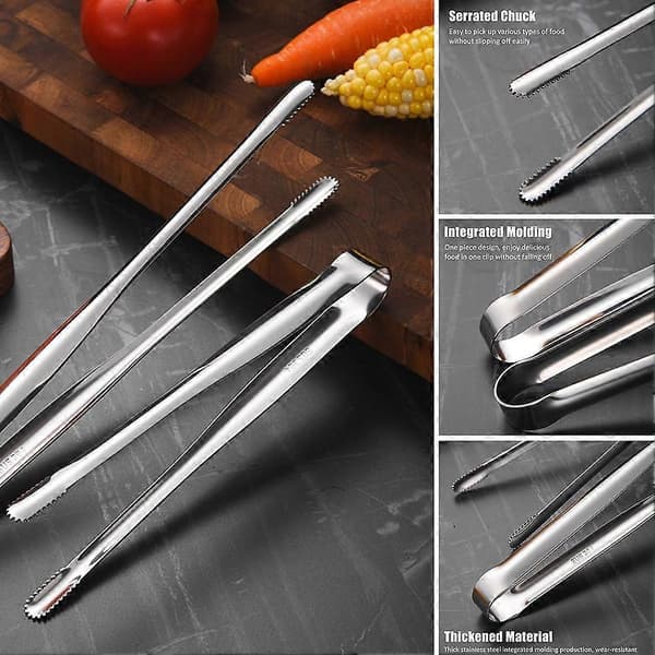 Grillklemme i rustfritt stål Grill- og BBQ-klemme Multifunksjonell matklemme S