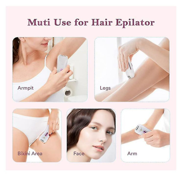 Epilator, Genopladelig epilator til kvinder, Ansigts-epilator til kvinder med LED-lys, Ansigts-epilator egnet til armhule, ansigt, bikini og ben (hvid)