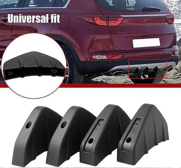 Bil Bagkofanger Spoiler, Diffuser Finner Universal Hajfinne Diffuser, Bagkofanger Læbe Diffuser Universal Biltilbehør Bil Diffuser Spoiler Sort 4 stk.