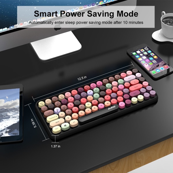 308I trådløst tastatur 18/84 taster Rundt tastatur Bluetooth-tastatur bærbart 2,4 GHz numerisk tastatur Mini Mix Black