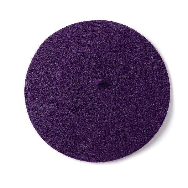 Höst- och vinterhatt ull förtjockad basker fransk konstnär basker kvinnlig målarmössa beanie purple1