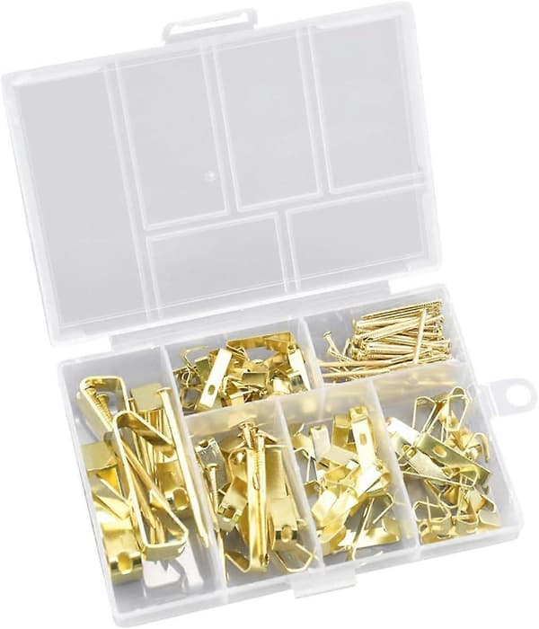 Metall Väggkrok Bildkrok Set med Spiksats (Guld)