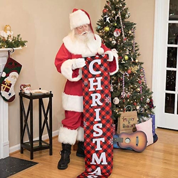 Wekity Veranda Julepynt, God Jul Banner, Jule Verandaskilt - Store Juledekorasjoner til Ytterdør Utendørs - 71x14