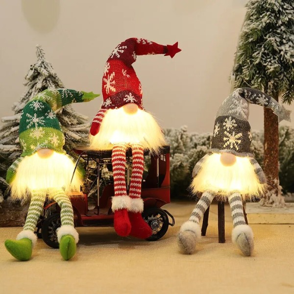 Joulutonttu Hehkuva Naamaton Nukke Hyvää Joulua Kodin Koristelu Navidad Natal Uuden Vuoden Lahja 2023 Joululahjat Short Gray-23x6.5cm