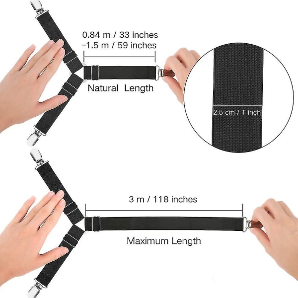 Lakenfester, 4 stk. Justerbare Elastiske Triangelholdere