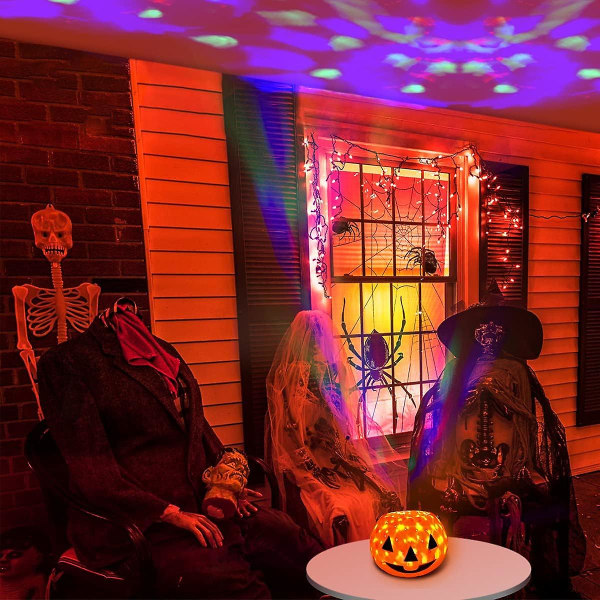Gresskarbøtte med roterende lys og latter, Halloween-gresskarbøtte, Knask eller knep-godtebøtte i plast, Halloween-dekorasjon for