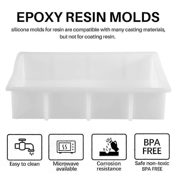 Store Resinforme, Rektangulære Silikoneforme til Resin Støbning, Epoxy Resinforme til Blomsterbevaring, Resin Håndværk