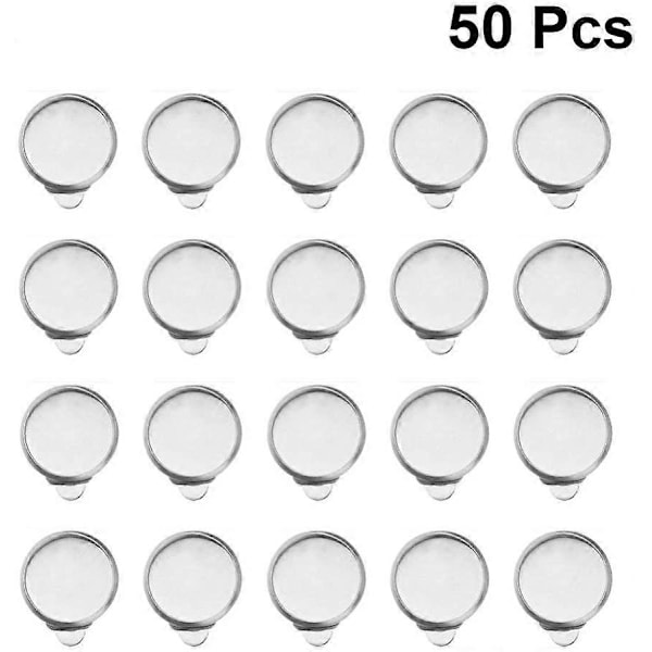 50 stk. Ørering Cabochon Indstillinger Clipon Ørering Emner til Smykkefremstilling og DIY Håndværk Sølv 12mm
