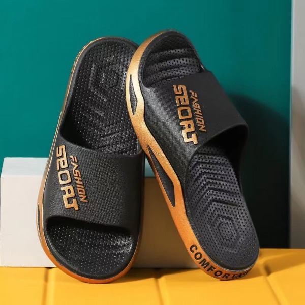 Slippers med tykk såle, trendy, sklisikre, slitesterke hjemmesko, sandaler og slippers for par, egnet for stranden black gold 44-45 280mm 11.02in