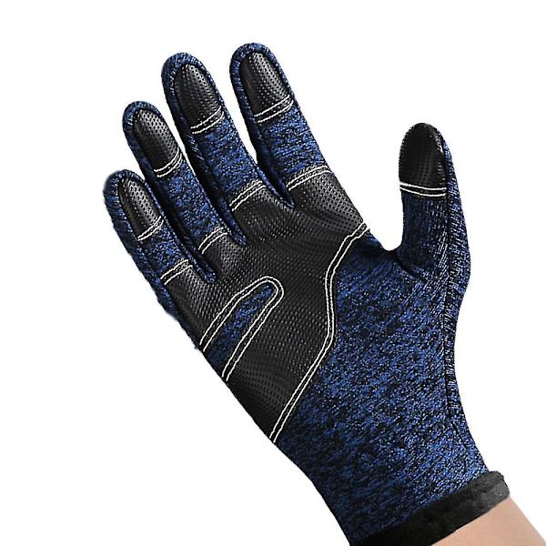 Miesten ja naisten talvikäsineet, vedenpitävät lämpimät käsineet, sormenpääherkät S-XL Blue M